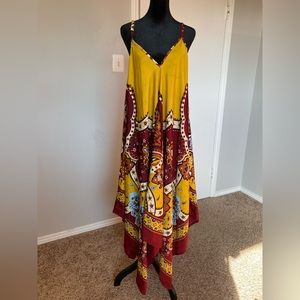 Mlle gabriele Women's summer fashion v-neck maxi dress, high-low,new, Size 3XL